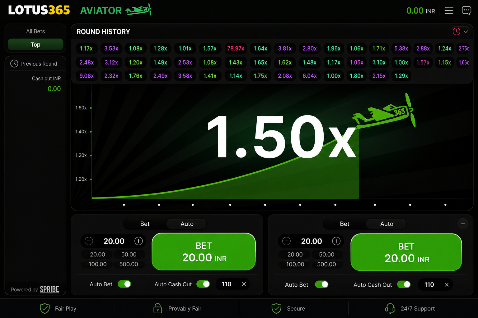 Lotus365 Aviator educational guide interface showing crash game graph, aviation theme, analytics dashboard, and responsible gaming information.